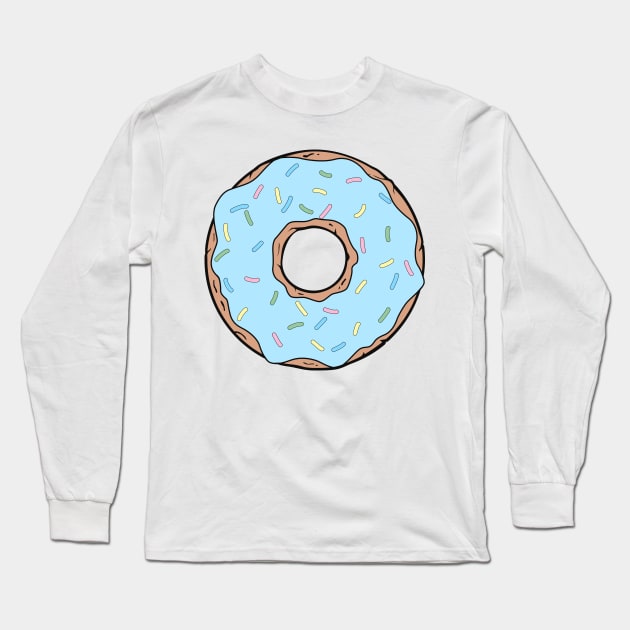 Blue Donut, Doughnut, Icing, Sprinkles, Frosting Long Sleeve T-Shirt by Jelena Dunčević